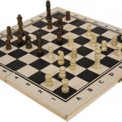 In Round Houten Schaakbord Met Schaakstukken Luxe Schaakspel Hout