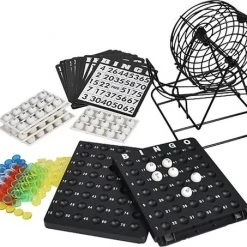 Merkloos Bingo Spel Zwart/wit Complete Set 21 Cm Nummers 1-90 - Bingospel - Bingo Spellen - Bingomolen Met Bingokaarten - Bingo Spelen